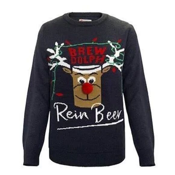 NWT Holiday BrewDolph ReinBeer Rudolph Ugly Christmas Sweaters Size Large NWT - Picture 1 of 10